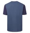 Thumbnail Back view of dusty blue T-shirt with navy sleeves.