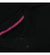 Thumbnail Close-up of black polo collar with pink inner trim.