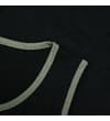 Thumbnail Close-up of sage green neck and armhole piping on black tank.