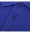 Thumbnail Cobalt blue polo shirt three-button placket close-up.