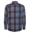 Thumbnail Back view of blue and black checked flannel shirt.