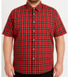 Thumbnail Front view of red and black checked short sleeve shirt.