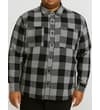 Thumbnail Model wearing black and white checked long sleeve shirt.