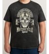 Thumbnail Model wearing the washed black skull print T-shirt, front view.