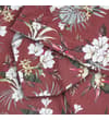 Thumbnail Close-up of short sleeve hem on burgundy floral shirt.