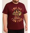 Thumbnail Burgundy food print T-shirt worn at an angled front view.