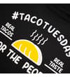 Thumbnail Close-up of the large Taco Tuesday back graphic on black.