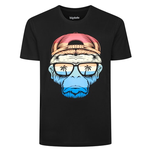Bigdude Hip Hop Gorilla Print T-Shirt Black