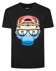 Bigdude Hip Hop Gorilla Print T-Shirt Black