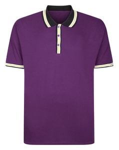 Bigdude Contrast Stripe Tipped Polo Shirt Plum Purple Tall