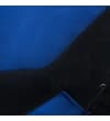 Thumbnail Close-up of black hood and raglan shoulder on blue hoody.