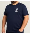 Thumbnail Angled view of the navy anchor chest print T-shirt on a model.