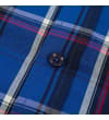 Thumbnail Close-up of blue checked shirt button placket.