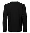 Thumbnail Back view of black long sleeve polo shirt.