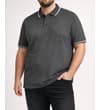 Thumbnail Charcoal tipped polo shirt worn with black trousers.