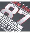 Thumbnail Close-up of New York 87 front graphic on charcoal shirt.