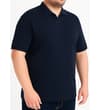 Thumbnail Navy revere polo shirt worn in angled front view.