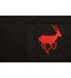 Thumbnail Close-up of chest pocket with red antelope embroidery.