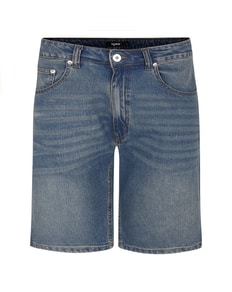 Bigdude Stretch Denim Shorts With Whiskers Tint Wash