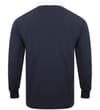 Thumbnail Navy long-sleeve polo shirt with white collar, back view.