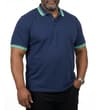 Thumbnail Midnight blue polo worn with green tipped collar and cuffs.