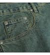 Thumbnail Front pocket close-up on vintage wash jeans.