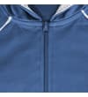 Thumbnail Close-up of blue hoody neckline and front zip.