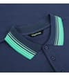 Thumbnail Close-up of collar and three-button placket with green tipping.