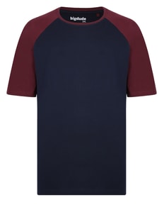 Bigdude Contrast Raglan Sleeve T-Shirt Navy/Burgundy