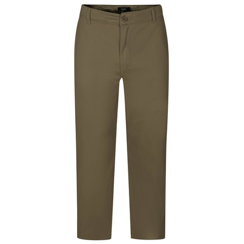 Light khaki chino pants flat front view.
