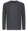 Front view of charcoal marl cable knit crew neck jumper.