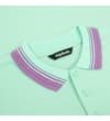 Thumbnail Close-up of collar and placket with purple striped tipping.