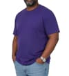 Thumbnail Purple crew neck T-shirt worn with jeans.