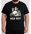 Thumbnail Black graphic T-shirt worn front view.