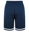 Thumbnail Navy performance shorts with striped hem, front view.
