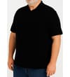 Thumbnail Black Cuban collar polo shirt worn in angled front view.