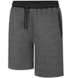 Thumbnail Charcoal sweat shorts with contrast side pocket trim, angled front view.