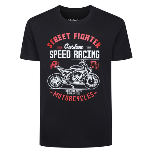 Bigdude Speed Racing Print T-Shirt Black Tall