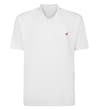 White short sleeve polo shirt with red chest embroidery.