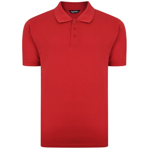 Pepper red plain polo shirt, front view.