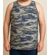 Thumbnail Khaki camouflage tank top worn on model, front view.