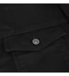 Thumbnail Black chest flap pocket close-up with metal button.