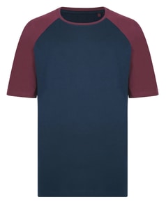 Bigdude Contrast Raglan Sleeve T-Shirt Navy/Burgundy
