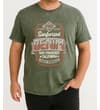 Thumbnail Olive acid wash T-shirt with large front workwear print.