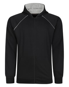 Bigdude Contrast Edge Raglan Zip Up Hoody Black