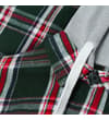 Thumbnail Close-up of collar with grey hood and white drawstring.