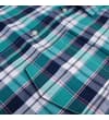 Thumbnail Close-up of chest pocket and button placket on check shirt.