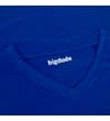 Thumbnail Royal blue V-neck collar close-up with Bigdude logo.