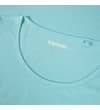 Thumbnail Close-up of turquoise crew neck with inner logo.
