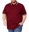 Thumbnail Burgundy tipped polo shirt worn on model, front view.